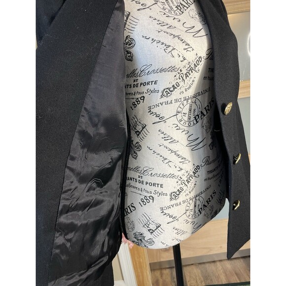 JACK WINTER Women Blazer Suit Jacket Black W/Gold Buttons Collarless - Picture 7 of 9